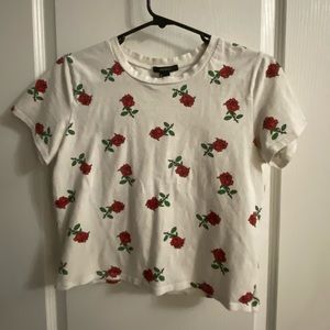 Forever 21 White Thorn Rose Crop Top